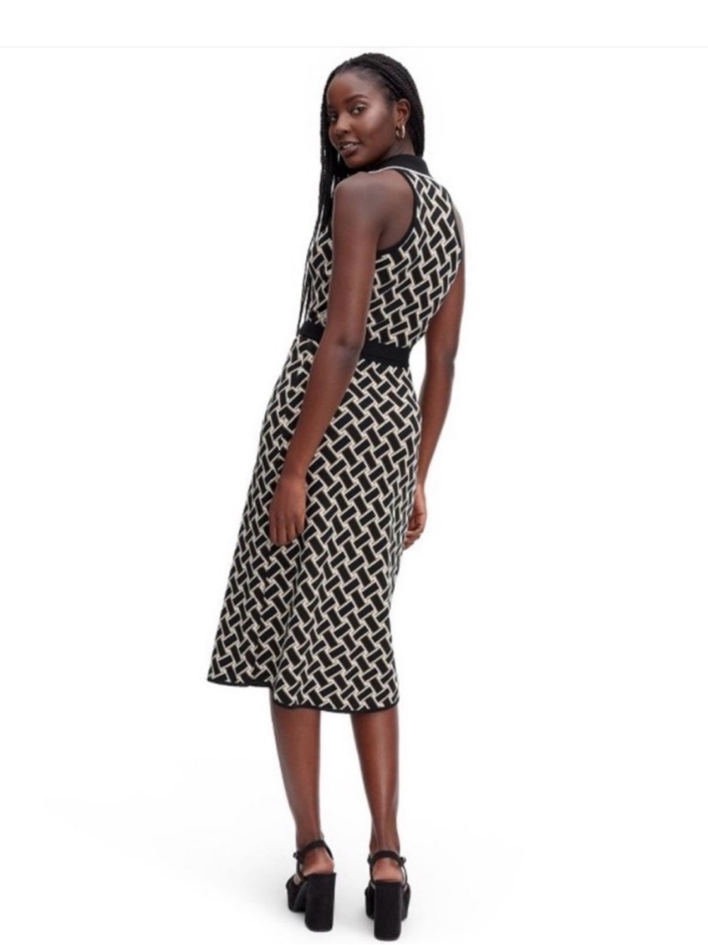 Diane Von Furstenberg x Target Geometric Knit Halter Wrap Midi Dress Size XXS - Picture 3 of 13